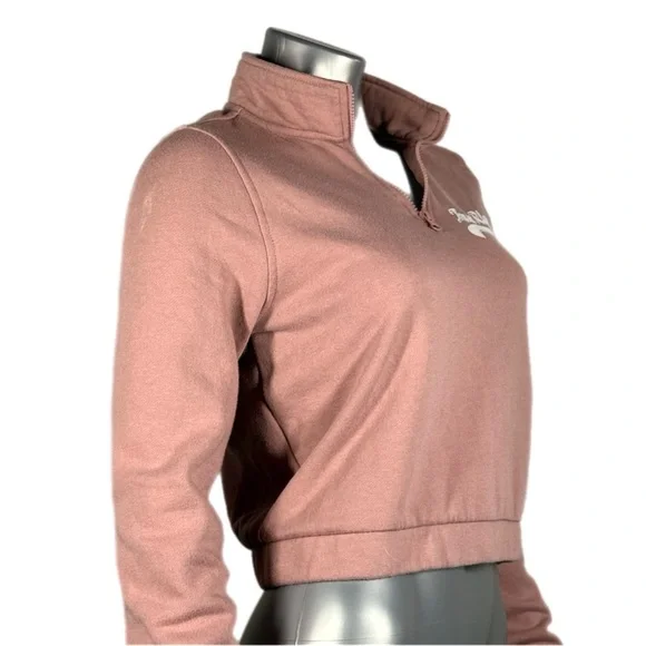 True Religion | Flock Mock Neck Quarter-Zip Pullover Light Pink Sweatshirt - Picture 3 of 12